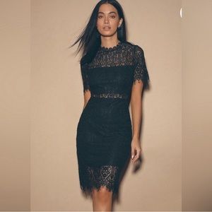 NWOT Lulu’s Remarkable Lace Midi Dress | Black | XL